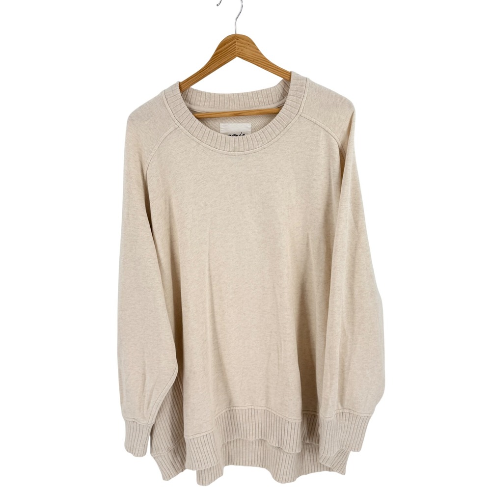 Aerie Oversized Sweatshirt Beige XL Cozy Lounge Pullover Crewneck Drapey Cozy